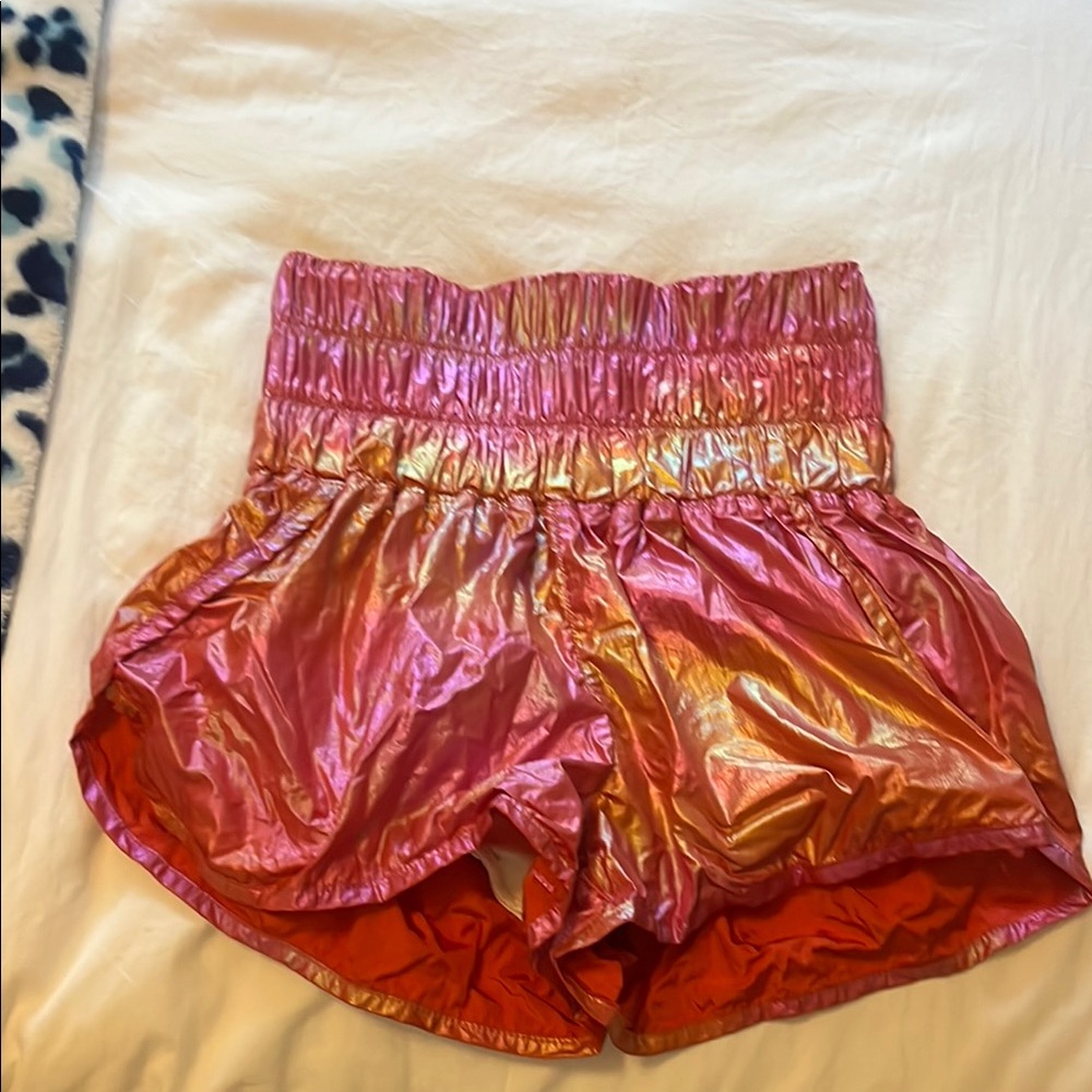 Free People The Way Home Shorts                Metallic Pink